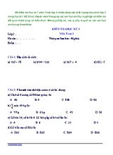 Đề kiểm tra học kì 1 môn Toán Khối 3